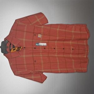 Carhartt Men's Rugged Flex Button Down Short Sleeve red/orange